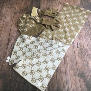 3pc Micheal Kors Scarf, Hat and Gloves Set NWT